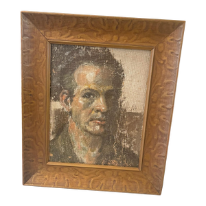 Modernist Male Portrait Oil on Board by Listed Utah Artist