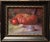 This still life features a vibrant pumpkin as the focal point, flanked by a red apple and a purple turnip, creating a...