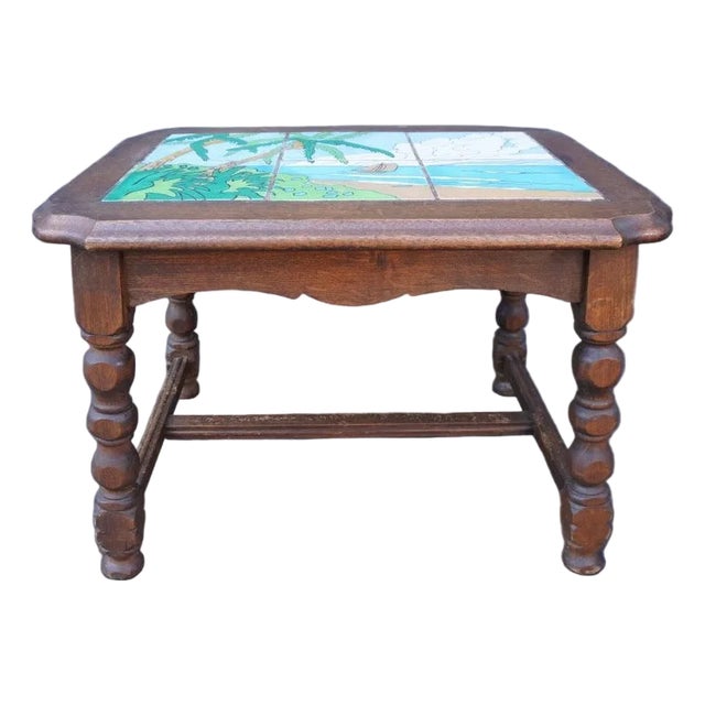 1930s Taylor 6-Tile Table, Beach Scene For Sale