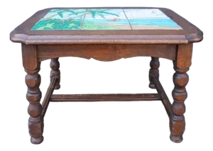 1930s Taylor 6-Tile Table, Beach Scene