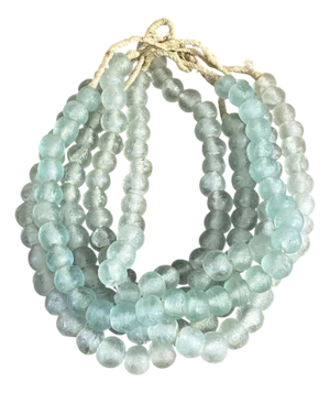 Vintage African Large Glass Light Green Trading Beads Necklace One String
