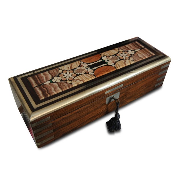 Victorian Pietra Dura Grand Tour Campaign Collectors Box, 1800s For Sale - Image 3 of 7