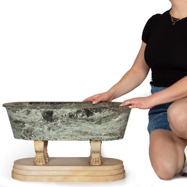 Green Rare Grand Tour Marble Basin Model of a Roman Bath Ca. 1810 For Sale - Image 8 of 18