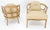 Mid 20th Century Pair of New Gold Linen Upholstery Barrel Back Wrap Around Lounge Arm Chairs MINT For Sale - Image 5 of 14