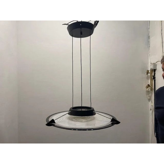 Black and White Architectural Murano Light Pendant by Paolo Venini, 1980s For Sale - Image 6 of 13