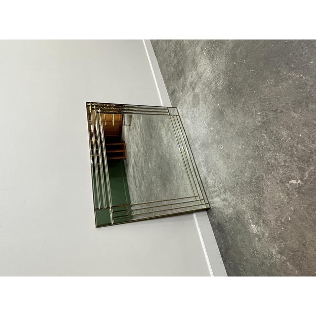 Gold Large Brass Beveled Facet Cut Rectangular Mirror, 1980s For Sale - Image 8 of 13