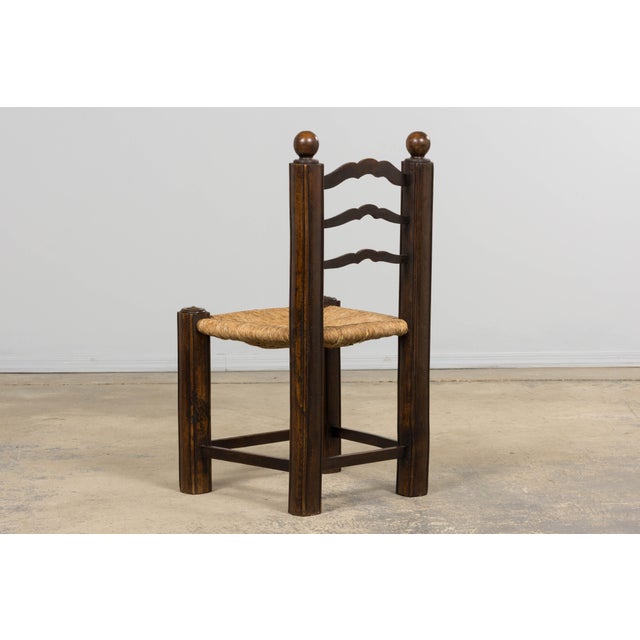 Antique French Provincial Oak Ladder Back Dining Chairs - Set of 4 For Sale - Image 15 of 18