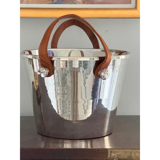 Very attractive large silverplate ice bucket made by Flamant Interiors, a high end home interior design company in...