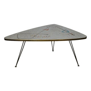 Mid-Century Freeform Kidney-Shaped Mosaic Table with Hairpin Legs by Berthold Müller Oerlinghausen, 1950s For Sale