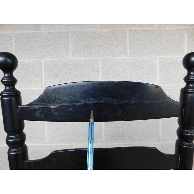 L Hitchcock Harvest Stenciled Black Ladder Back Rush Bottom Dining Chairs - Set of 8 For Sale - Image 17 of 18