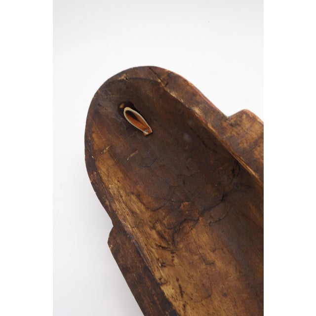 Hand-Carved African Mask Vintage 15" Wood Wall Hanging For Sale - Image 10 of 10