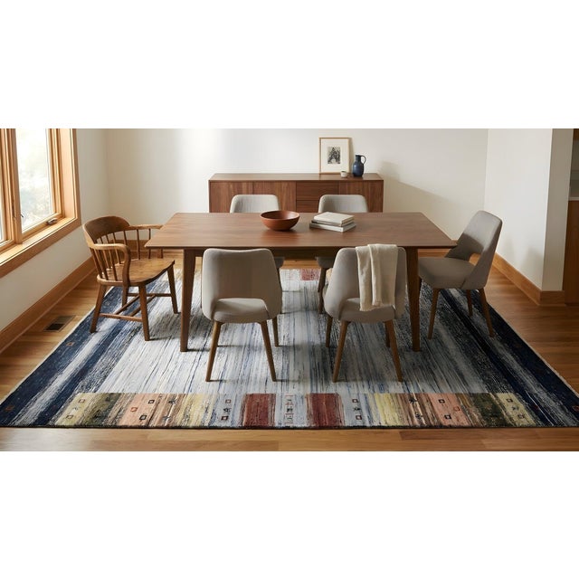 Gray 8x10 Gray Hand-Knotted Wool Framed Horizon Lines Modernist Carpet Rug For Sale - Image 8 of 13