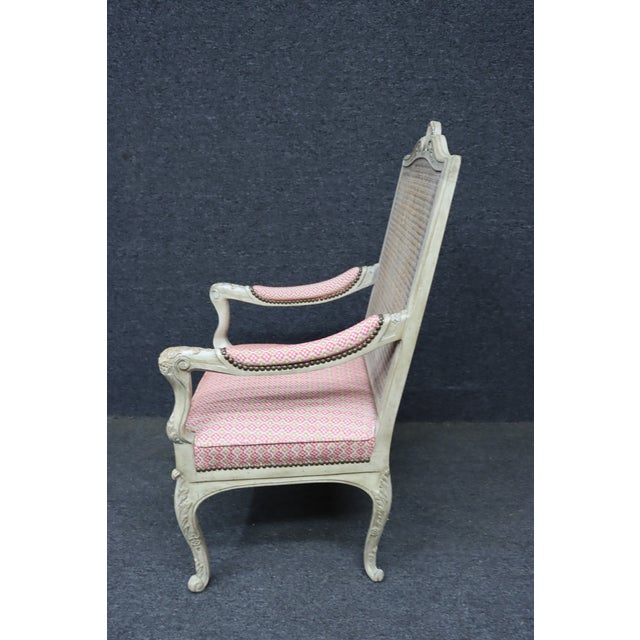 French Louis XVI Revival Painted Cane-Back Armchair, Late 19th Century For Sale - Image 12 of 13