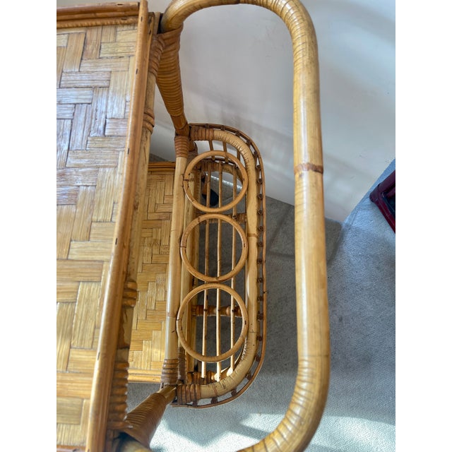 1960s French Riviera Bar Cart in Bamboo, 1960s For Sale - Image 5 of 15
