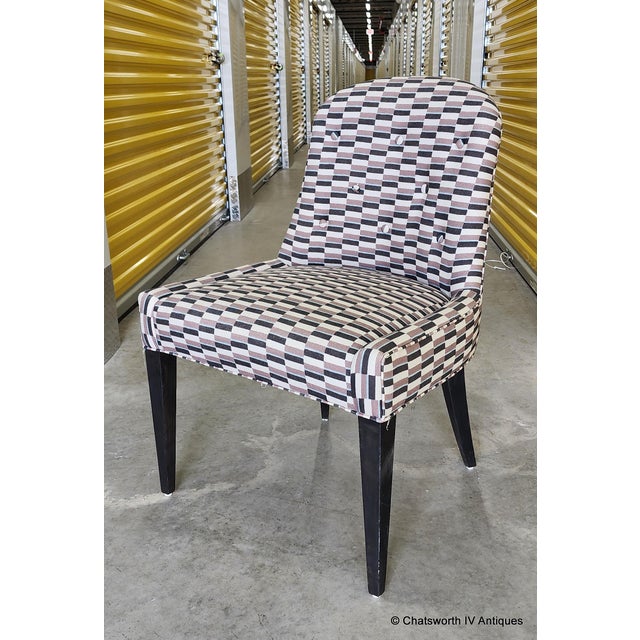 Set 10 Contemporary Mid Century Style Custom Made Dining Chairs W/ Zak & Fox Obi Pattern Material For Sale - Image 12 of 14
