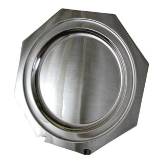 Vintage 1970 Silverplate Octagonal Round Platter, Raw Edge For Sale