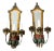 Venetian Eglomise Mirror & Polychromed 3 light Wall Sconces, Circa 1925 - a Pair For Sale