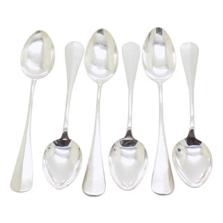 Vintage Italian Handmade Genuine Silver Sugar Spoons, 1970s, Set of 6 For Sale
