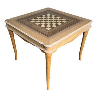 Vintage Light Wood Inlaid Game Table For Sale
