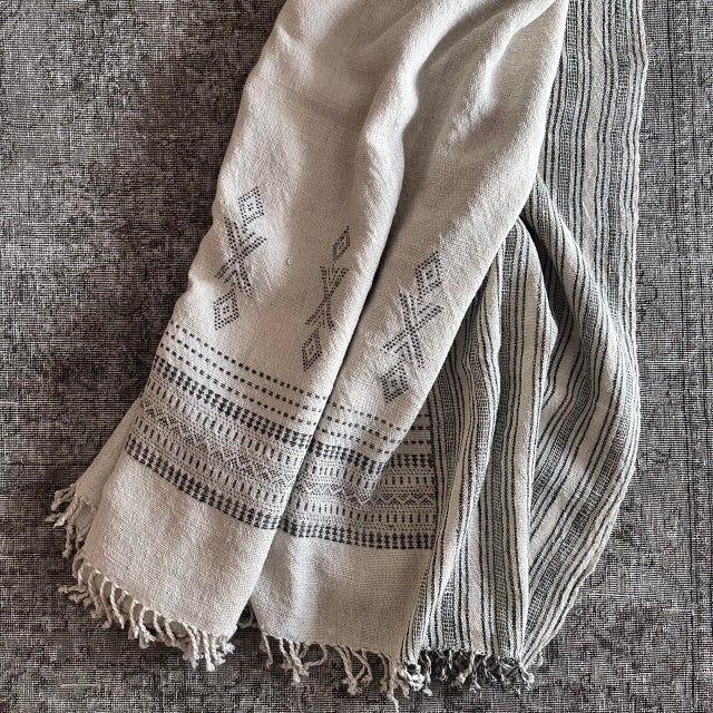 Textile Akriti Cream Wool Throw For Sale - Image 7 of 9