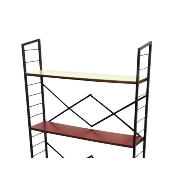 Vintage Varnished Iron Shelf in Wood and Colored Formica, Italy, 1960s For Sale - Image 4 of 8