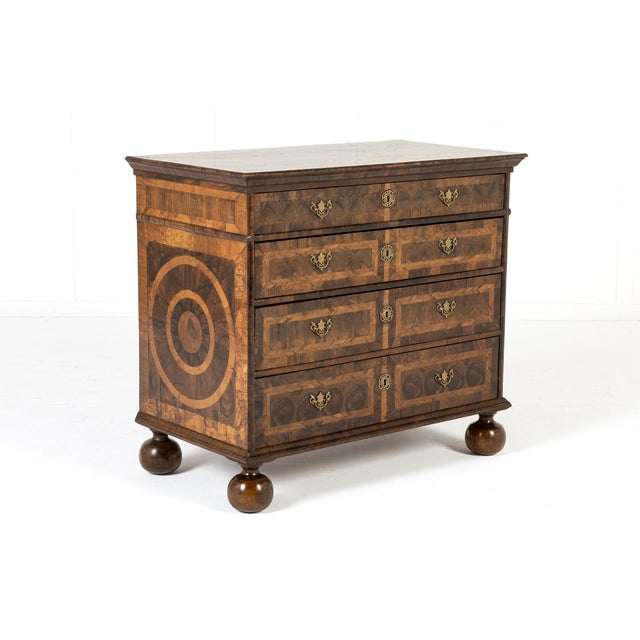 Antique Dutch Oyster-Veneered Walnut Chest of Drawers, 1600s For Sale - Image 9 of 9