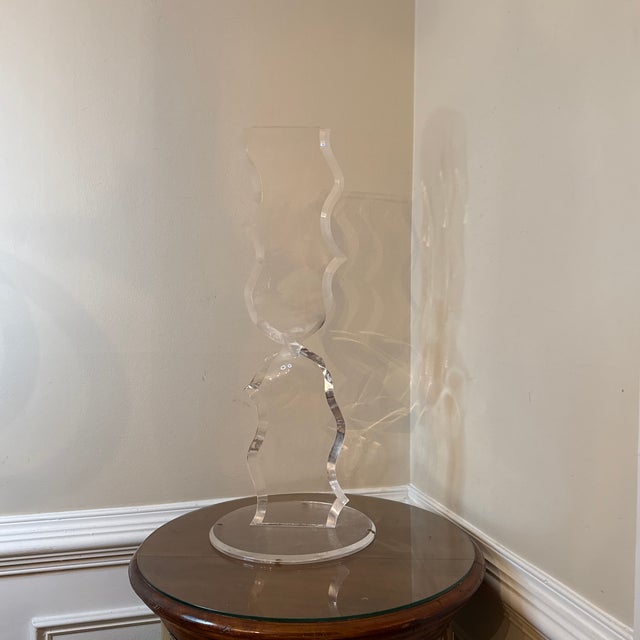 Transparent Vintage Lucite Freeform Wave Design Sculpture For Sale - Image 8 of 8