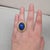 Mid-Century Modern Vintage 1968 Signed Napier Goldtone Cabochon Faux-Lapis "Poison" Adjustable Ring For Sale - Image 3 of 13