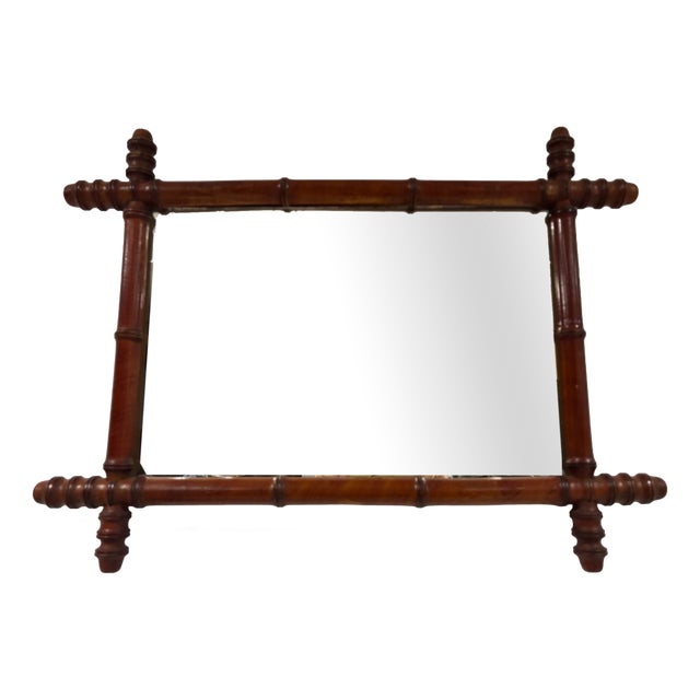 19th Century Napoleon III Style Bamboo Mirror in Turned Wood For Sale