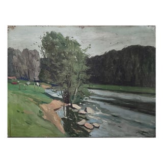 Loire Riverbank, 1930, Oil Painting For Sale