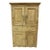 Antique French Country Farmhouse Beige Distressed Paint Kitchen Cupboard Cabinet For Sale