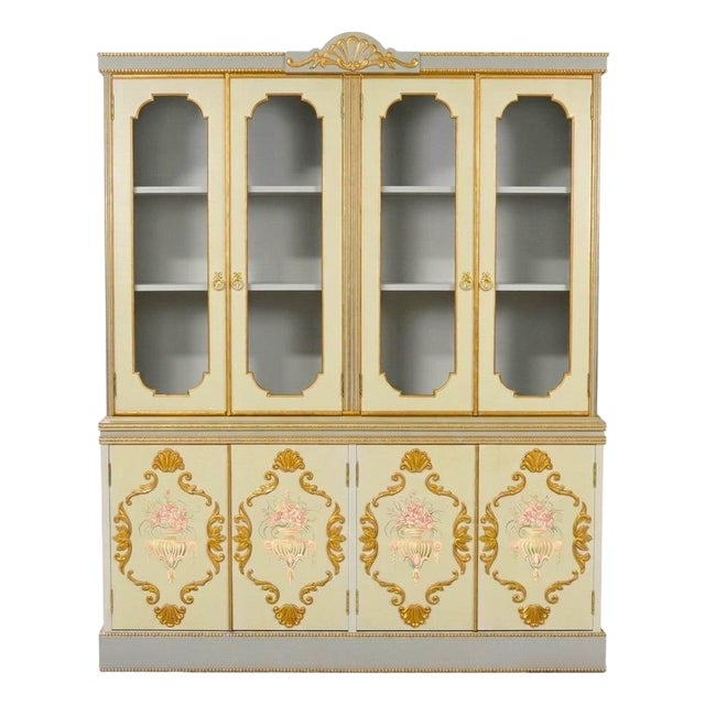 Early to Mid-20th Century Louis XVI Style Italian Hand-Painted China Cabinet For Sale