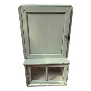 1950s Rustic Hanging Painted Wooden Cabinet For Sale