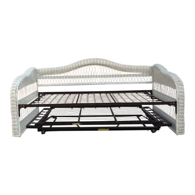 White Wicker Twin Daybed With Trundle | Chairish