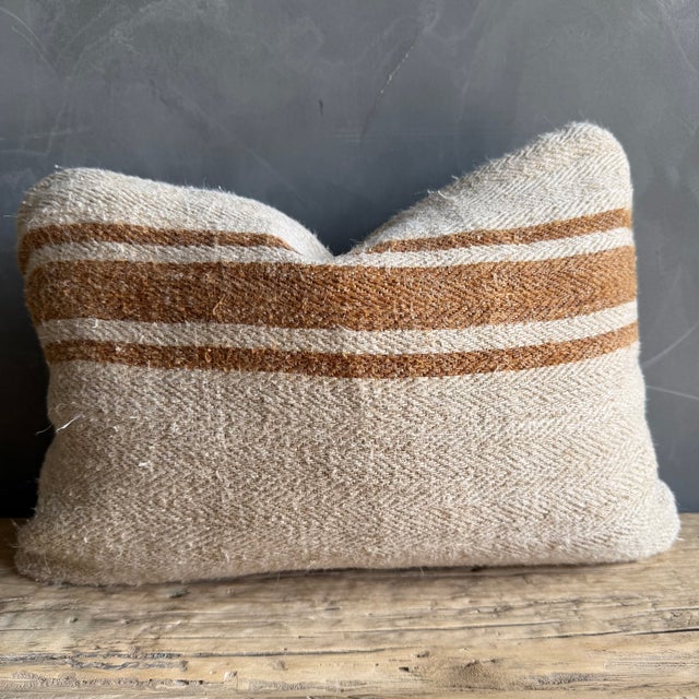 11" x 16" Includes insert. Color: natural flax / rust / brown A truly one-of-a-kind pillow, thoughtfully handcrafted from...