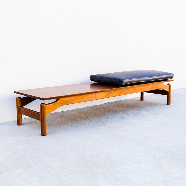 Wood Restored 1950s Walnut Bench or Low Coffee Table Attributed to Greta Grossman For Sale - Image 7 of 18