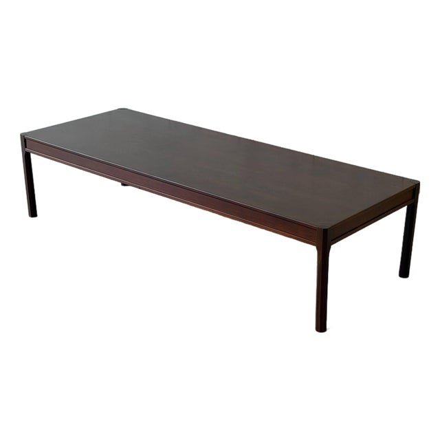 Rosewood Minimalist Coffee Table With Straight Legs Danish Mid-Century Modern 1960s For Sale