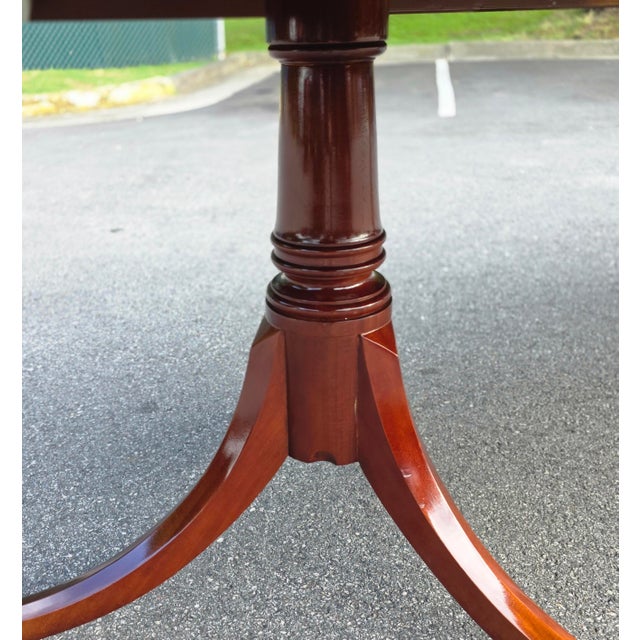 Late 20th Century Late 20th Century Baker Furniture Georgian Banded Mahogany Double Pedestal Extension Dining Table For Sale - Image 5 of 15
