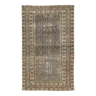 Antique Malayer Wool Rug With Muted Indigo and Earthy Palettes For Sale