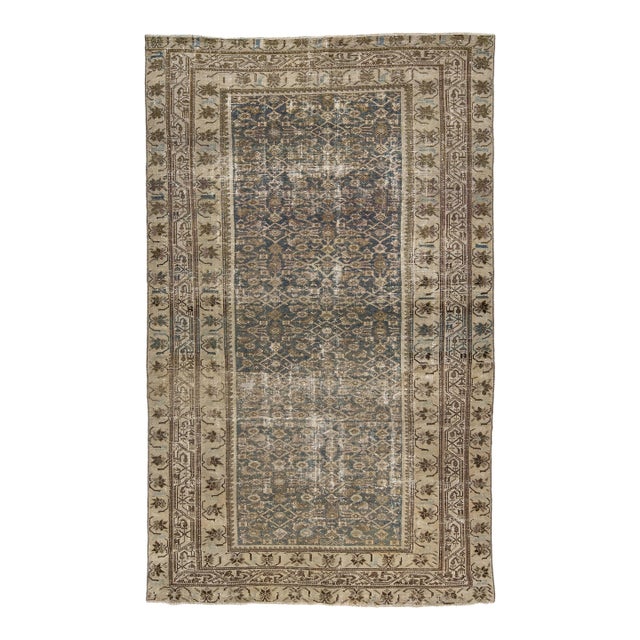 Antique Malayer Wool Rug With Muted Indigo and Earthy Palettes For Sale