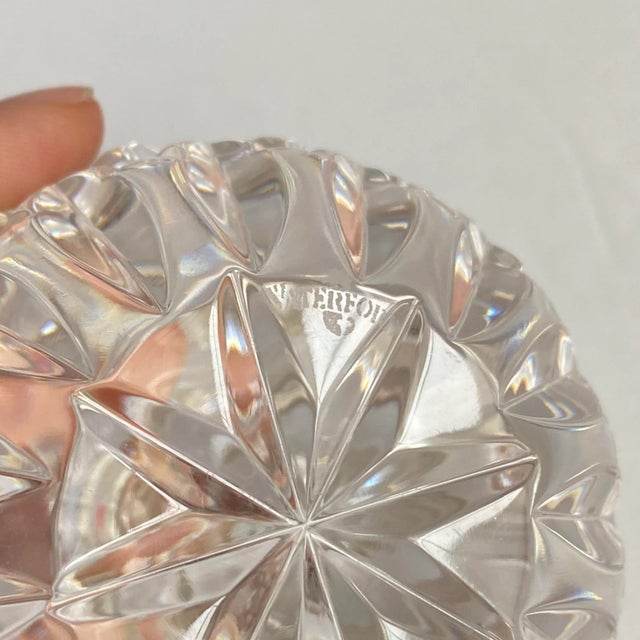 Waterford Crystal Taper Candlestick Holders Crosshatch Snowball Signed a Pair For Sale - Image 9 of 9
