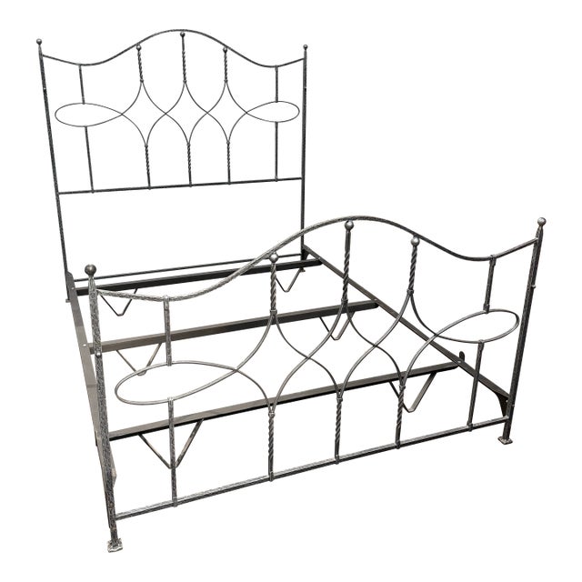 Queen Size Claudio Rayes Iron Bed Frame, Model 24 For Sale