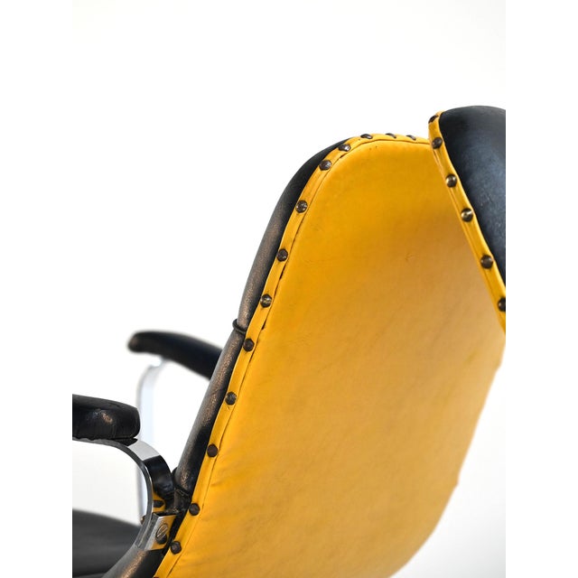 Swivel Armchairs in Skai and Steel, 1970s, Set of 2 For Sale - Image 10 of 14