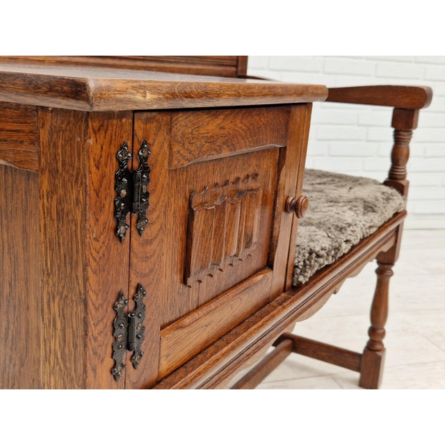 Scandinavian Bench or Sofa in Oak & Sheepskin, 1950s For Sale - Image 13 of 18