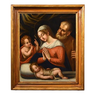 Circle of Giovanni Battista Ramenghi, Holy Family, 1620, Oil on Canvas, Framed For Sale