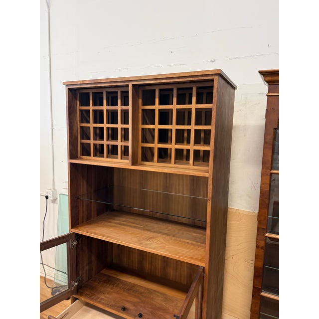 2010s Shell Lake Woodcrafters for Room & Board Linear Walnut Wood Kitchen Hutch For Sale - Image 5 of 12