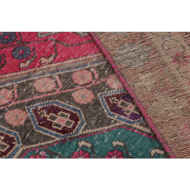 Textile Vintage Persian Shiraz Rug in Pink and Teal Floral Patterns by Rug & Kilim For Sale - Image 7 of 7