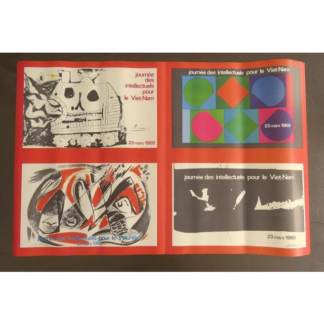 Day of Intellectuals for Vietnam Poster after Soulages, Picasso, Vasarely & Masson, 1968 For Sale - Image 17 of 17