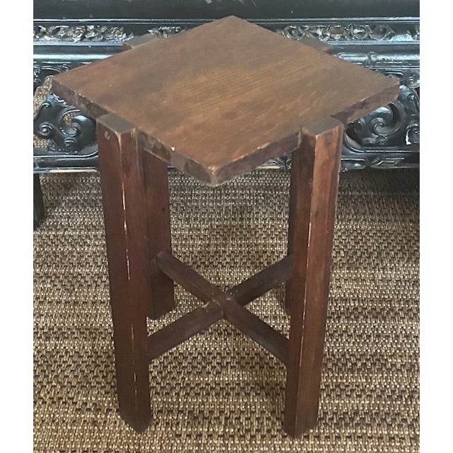 Antique Arts and Crafts 4 Legs Side Table, Plant Stand For Sale - Image 9 of 10