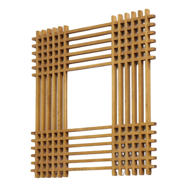 Vintage Italian Wooden Mirror by Ettore Sottsass, 1960 For Sale